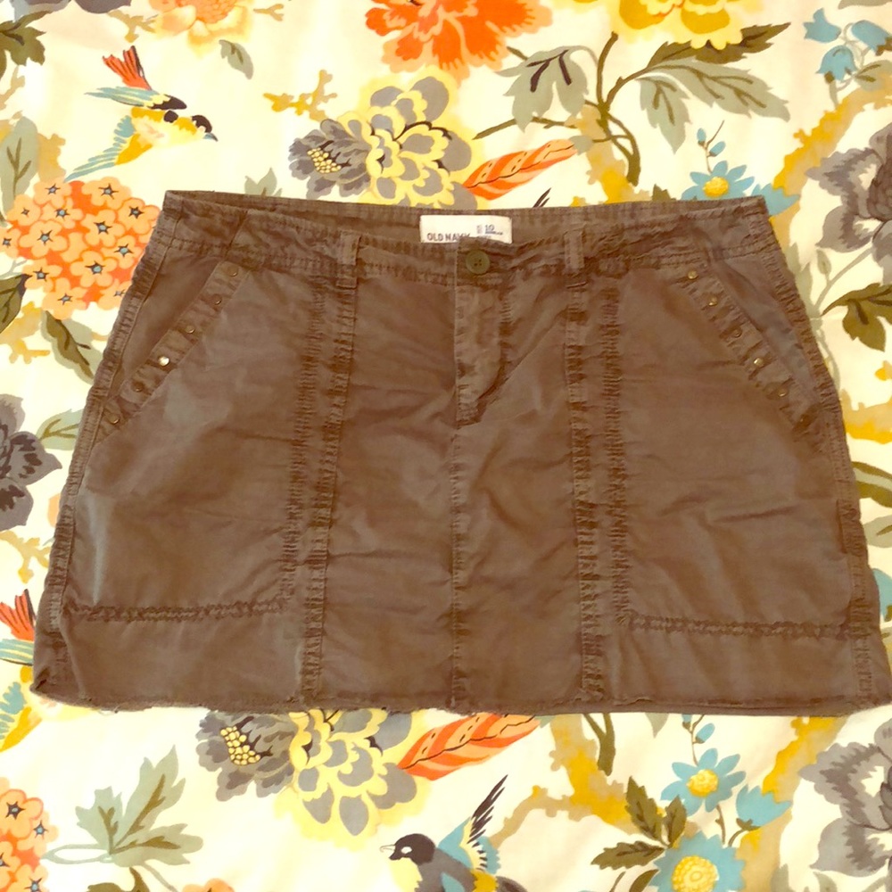 Old Navy Green Khaki Studded Mini Skirt